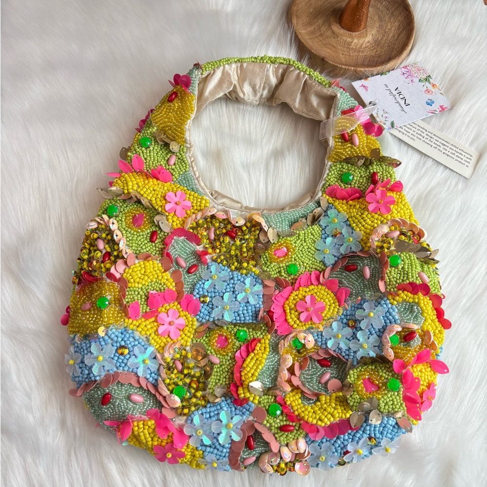 NWT Anthropologie Floral Shoulder Bag in Yellow and Pink